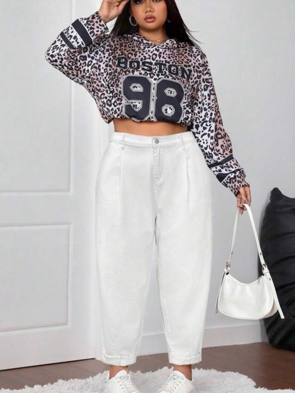 SHEIN White High-Waist Wide-Leg Jeans